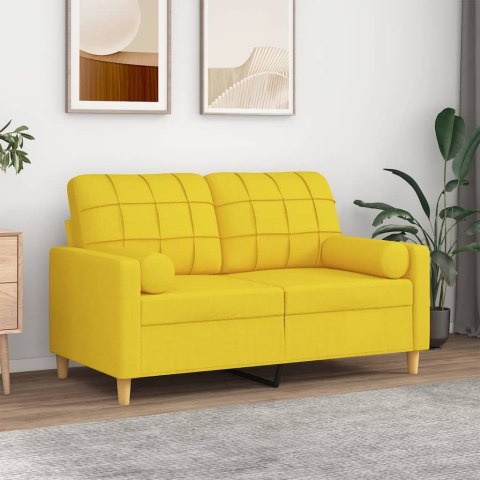 2-osobowa sofa z poduszkami, jasnożółta, 120 cm, tkanina