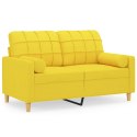 2-osobowa sofa z poduszkami, jasnożółta, 120 cm, tkanina