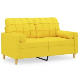 2-osobowa sofa z poduszkami, jasnożółta, 120 cm, tkanina