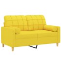 2-osobowa sofa z poduszkami, jasnożółta, 120 cm, tkanina