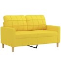 2-osobowa sofa z poduszkami, jasnożółta, 120 cm, tkanina