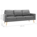 3-osobowa sofa, jasnoszara, tapicerowana tkaniną