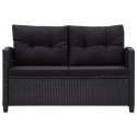 2-osobowa sofa ogrodowa z poduszkami, czarna, 124 cm, rattan PE