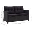 2-osobowa sofa ogrodowa z poduszkami, czarna, 124 cm, rattan PE