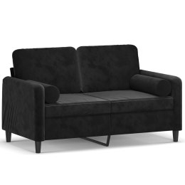 2-osobowa sofa z poduszkami, czarna, 120 cm, aksamit