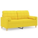 2-osobowa sofa z poduszkami, jasnożółta, 140 cm, tkanina