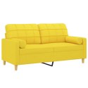 2-osobowa sofa z poduszkami, jasnożółta, 140 cm, tkanina