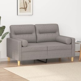 2-osobowa sofa z poduszkami, taupe, 120 cm, tkanina