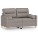 2-osobowa sofa z poduszkami, taupe, 120 cm, tkanina