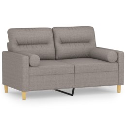 2-osobowa sofa z poduszkami, taupe, 120 cm, tkanina