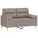 2-osobowa sofa z poduszkami, taupe, 120 cm, tkanina