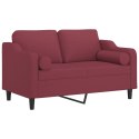 2-osobowa sofa z poduszkami, winna czerwień, 120 cm, tkanina