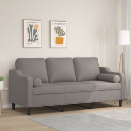 3-osobowa sofa z poduszkami, kolor taupe, 180 cm, tkanina