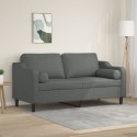 2-osobowa sofa z poduszkami, ciemnoszara, 140 cm, tkanina