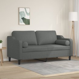 2-osobowa sofa z poduszkami, ciemnoszara, 140 cm, tkanina