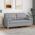 2-osobowa sofa z poduszkami, jasnoszara, 140 cm, tkanina