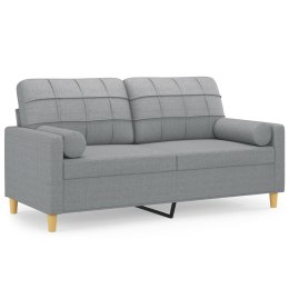 2-osobowa sofa z poduszkami, jasnoszara, 140 cm, tkanina