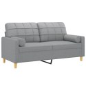 2-osobowa sofa z poduszkami, jasnoszara, 140 cm, tkanina