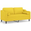 2-osobowa sofa z poduszkami, jasnożółta, 140 cm, tkanina