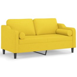 2-osobowa sofa z poduszkami, jasnożółta, 140 cm, tkanina