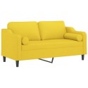 2-osobowa sofa z poduszkami, jasnożółta, 140 cm, tkanina