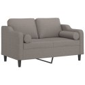 2-osobowa sofa z poduszkami, kolor taupe, 120 cm, tkanina