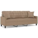 3-osobowa sofa z poduszkami, cappuccino, 180 cm, sztuczna skóra