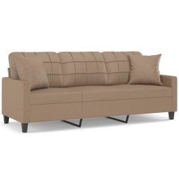 3-osobowa sofa z poduszkami, cappuccino, 180 cm, sztuczna skóra