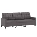 3-osobowa sofa z poduszkami, szara, 180 cm, sztuczna skóra