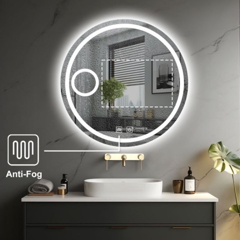 IREDA Lustro łazienkowe z oświetleniem LED, okrągłe, 70 cm IREDA Lustro łazienkowe z oświetleniem LED, okrągłe, 70 cm