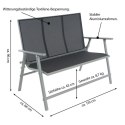 Ławka ogrodowa aluminiowa, 2-osobowa, 119 cm, szara