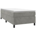 Box Spring Bed with Mattress Light Gray 39.4"x74.8" Twin Velvet