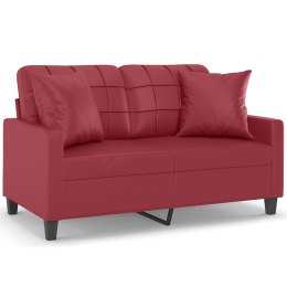 2-os. sofa z poduszkami, winna czerwień, 120 cm, sztuczna skóra