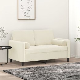 2-osobowa sofa z poduszkami, kremowa, 120 cm, aksamit