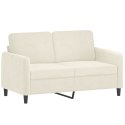 2-osobowa sofa z poduszkami, kremowa, 120 cm, aksamit