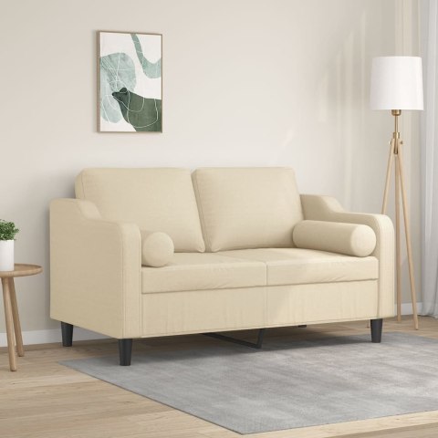 2-osobowa sofa z poduszkami, kremowa, 120 cm, tkanina