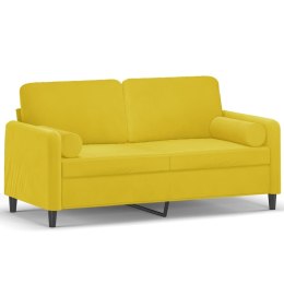 2-osobowa sofa z poduszkami, żółta, 140 cm, aksamit