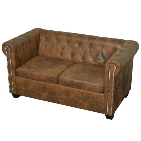 2 sofy Chesterfield: 2-osobowa i 3-osobowa, brązowe 2 sofy Chesterfield: 2-osobowa i 3-osobowa, brązowe