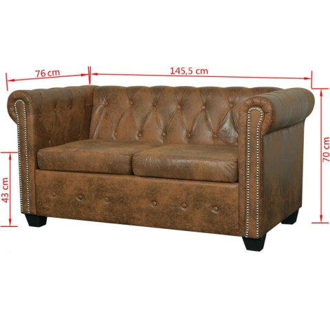 2 sofy Chesterfield: 2-osobowa i 3-osobowa, brązowe 2 sofy Chesterfield: 2-osobowa i 3-osobowa, brązowe