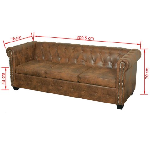 2 sofy Chesterfield: 2-osobowa i 3-osobowa, brązowe 2 sofy Chesterfield: 2-osobowa i 3-osobowa, brązowe