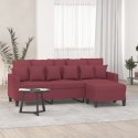 3-osobowa sofa z podnóżkiem winna czerwień 180 cm, tkaniną