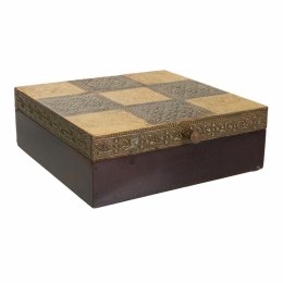 Pudełko na biżuterię Alexandra House Living Ceimnobrązowy Mosiądz Drewno mango Drewno MDF 20 x 7 x 20 cm