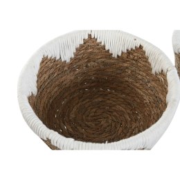 Dekoracja na Stół Home ESPRIT Biały Naturalny 30,5 x 30,5 x 14 cm (3 Części)