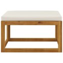 Footrest with Cream White Cushion Solid Acacia Wood