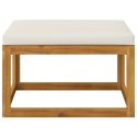 Footrest with Cream White Cushion Solid Acacia Wood