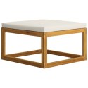 Footrest with Cream White Cushion Solid Acacia Wood