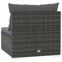 3 Seat Patio Sofa with Cushions Gray Poly Rattan