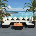 7 Piece Patio Lounge Set with Cushions Poly Rattan Black