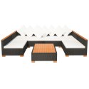 7 Piece Patio Lounge Set with Cushions Poly Rattan Black