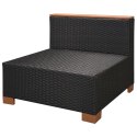 7 Piece Patio Lounge Set with Cushions Poly Rattan Black